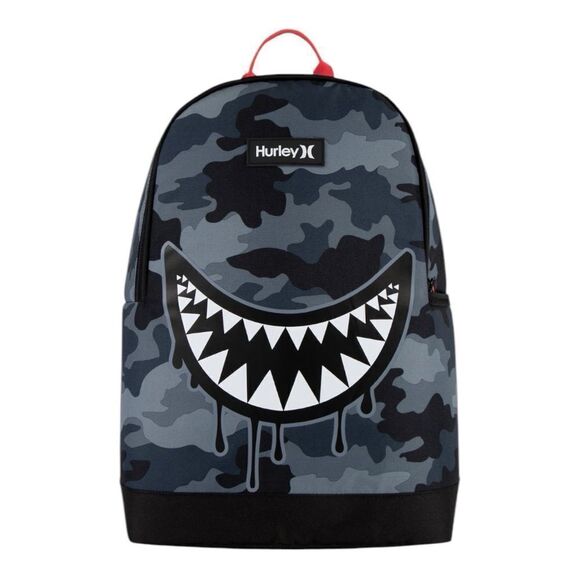 Hurley Graphic Shark Dark Grey Camo Backpack - Picture 1 of 4